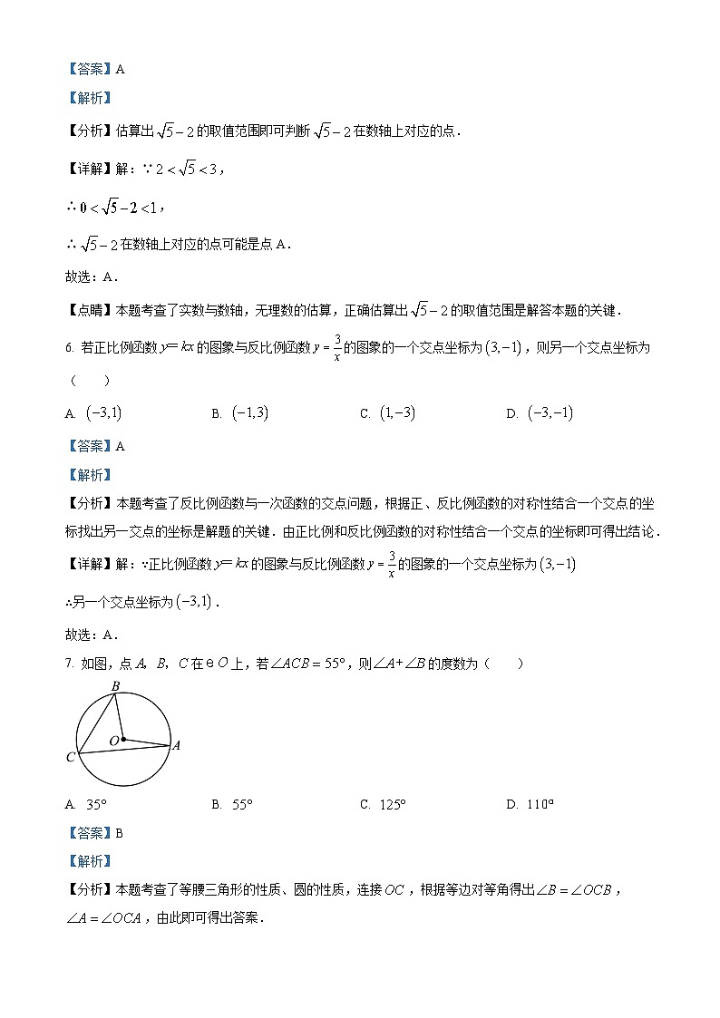 2024年福建省三明市大田县部分学校中考一模数学试题（原卷版+解析版）03