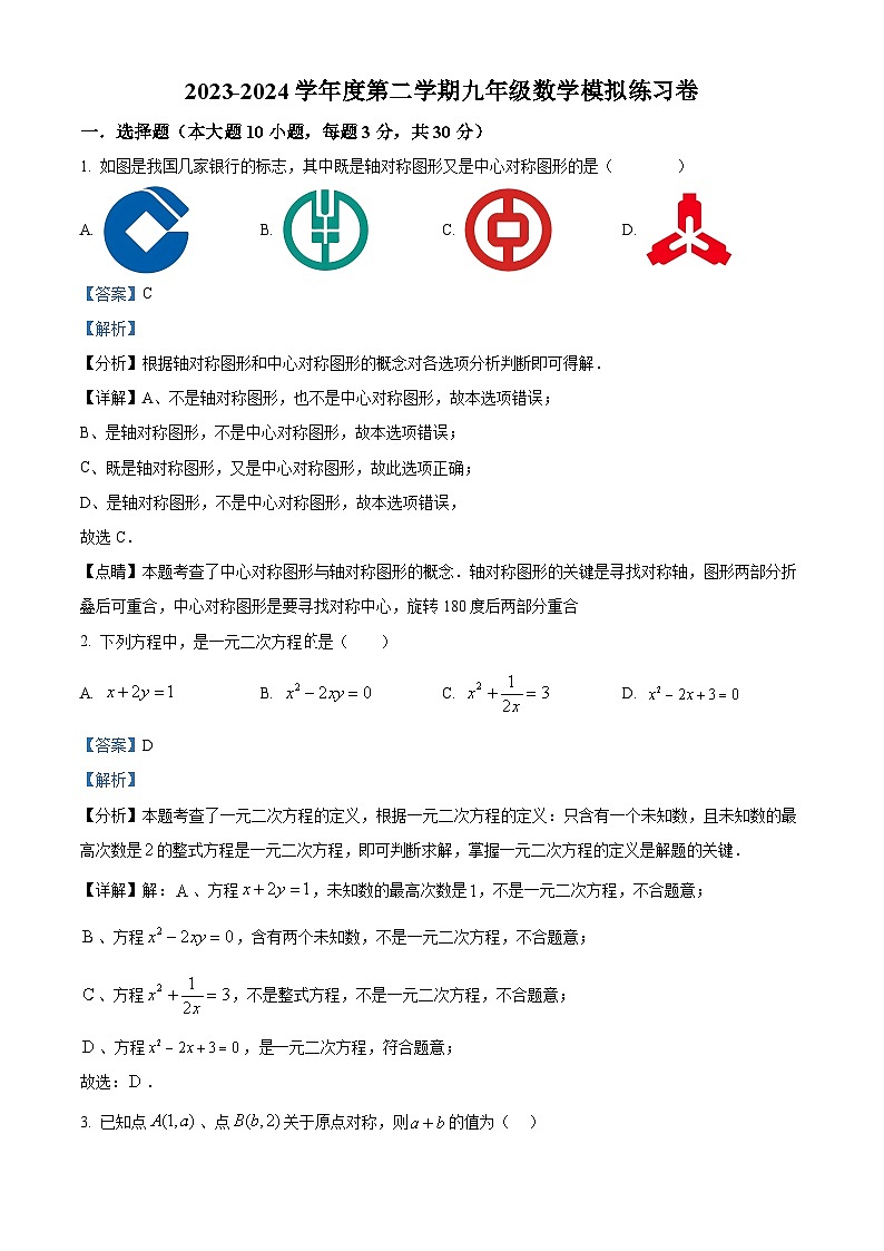 2024年广东省汕头市澄海实验学校中考一模数学试题（原卷版+解析版）01
