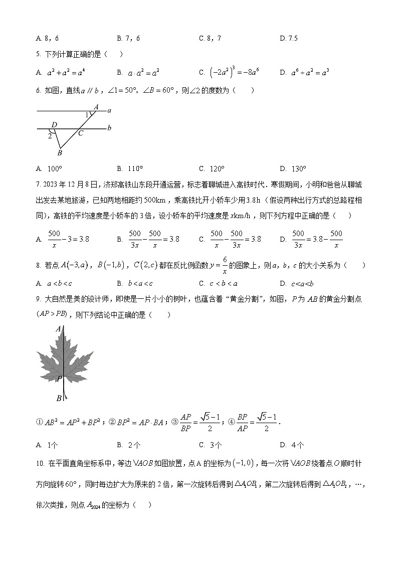 2024年山东省聊城市高唐县部分学校中考数学一模模拟试题（原卷版+解析版）02