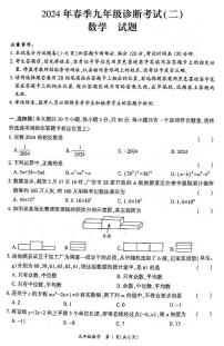 四川省广安市岳池县2023-2024学年第二学期九年级数学诊断考试（二）（图片版，无答案）