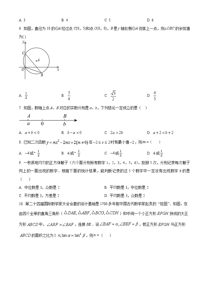 2024年浙江省杭州市初中学业水平考试数学模拟预测题（原卷版+解析版）02