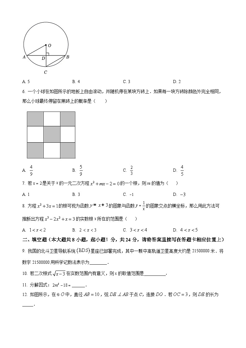 2024年江苏省盐城市大丰区九年级数学中考模拟试题 （原卷版+解析版）02