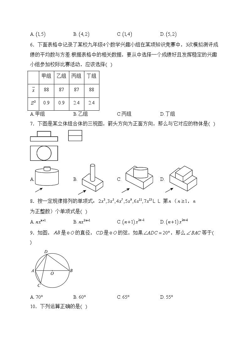 云南省昭通市巧家县2022-2023学年九年级下学期期中数学试卷(含答案)02