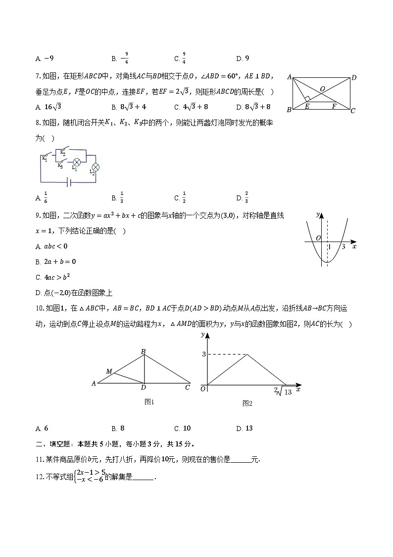 2024年河南省南阳市社旗县中考数学一模试卷（含解析）02