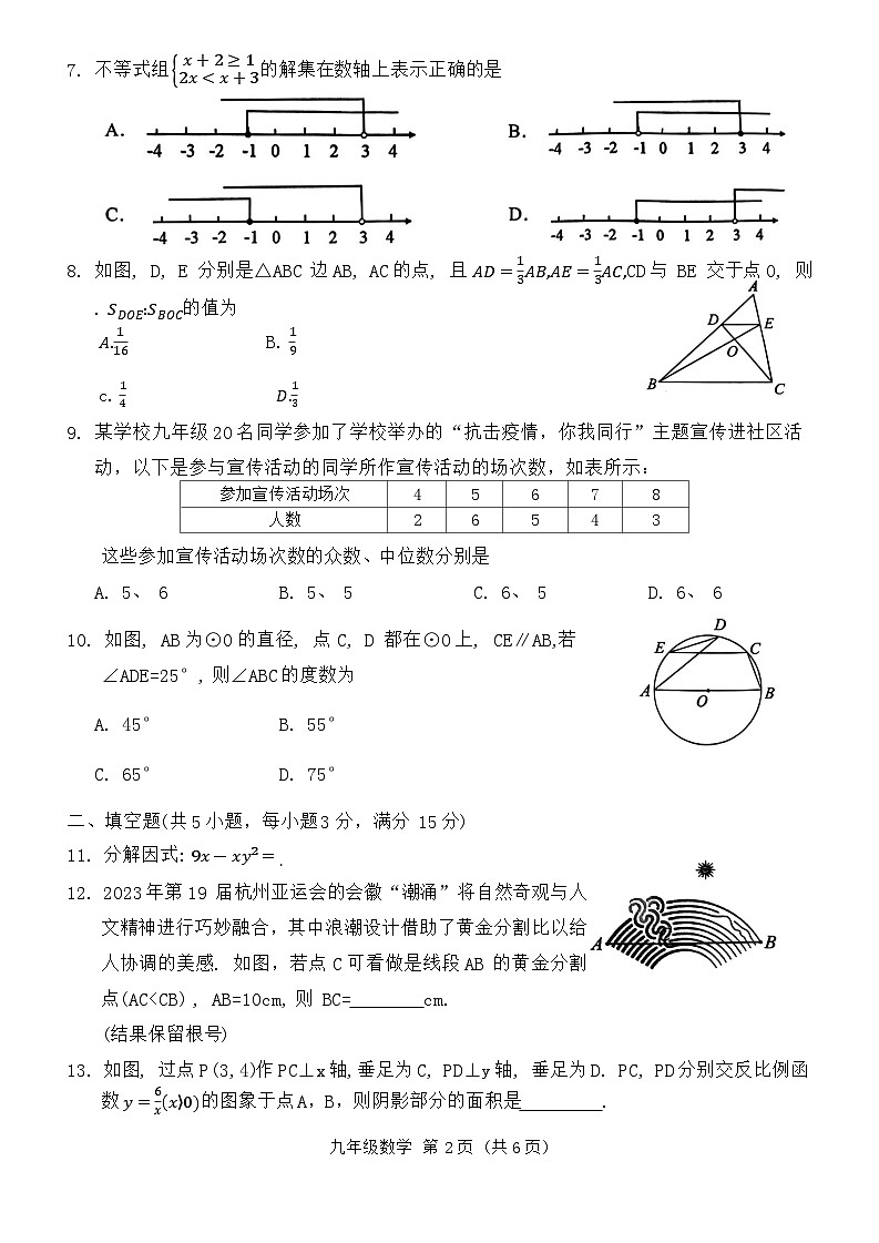 2024年山西省晋中市平遥县中考一模数学试题02