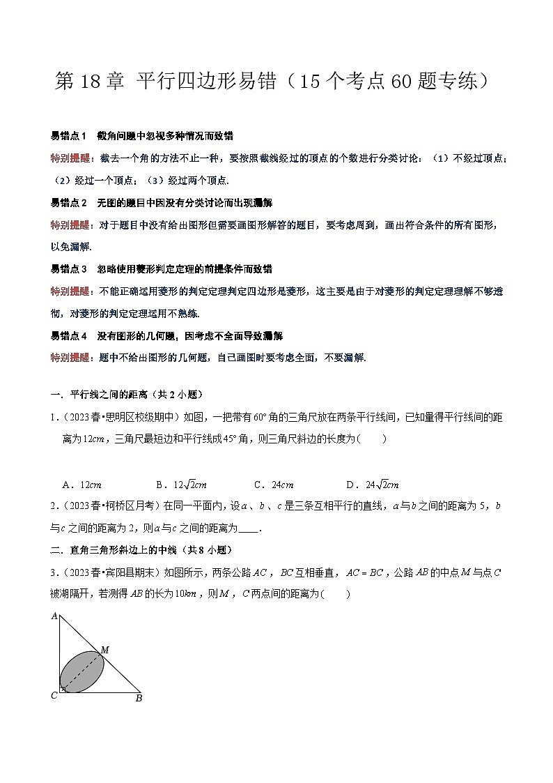 【期中讲练测】人教版八年级下册数学 专题03平行四边形 易错专练 .zip01