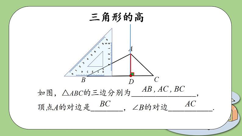 人教版八年级初中数学上册——11.1.2  三角形的高、中线与角平分线（PPT课件+教案+同步练习）03