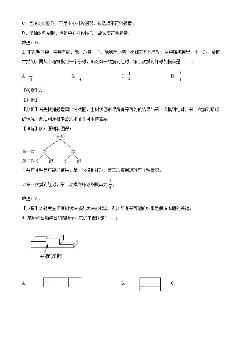 2024年山东省庆云县中考第一次练兵考试数学模拟试题（原卷版+解析版）02