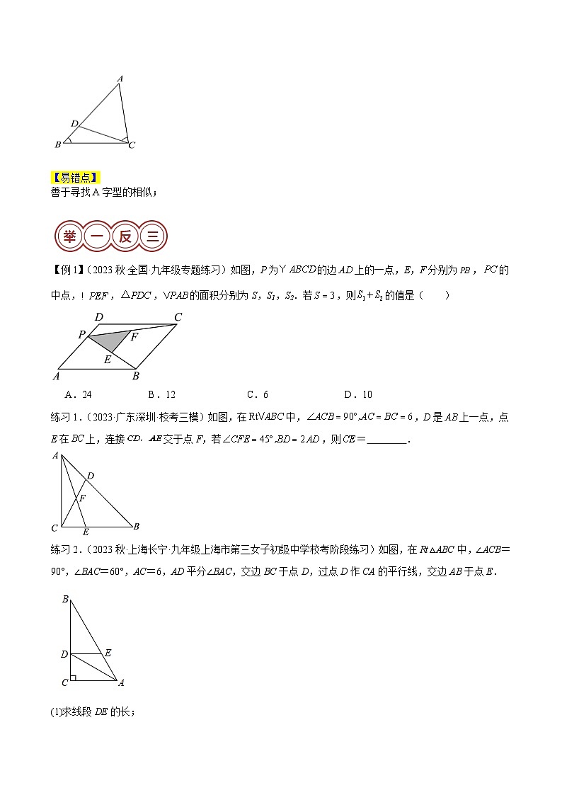 易错模型02 相似模型（十大易错分析+变式训练+易错题通关）-备战2024中考数学考试易错题02