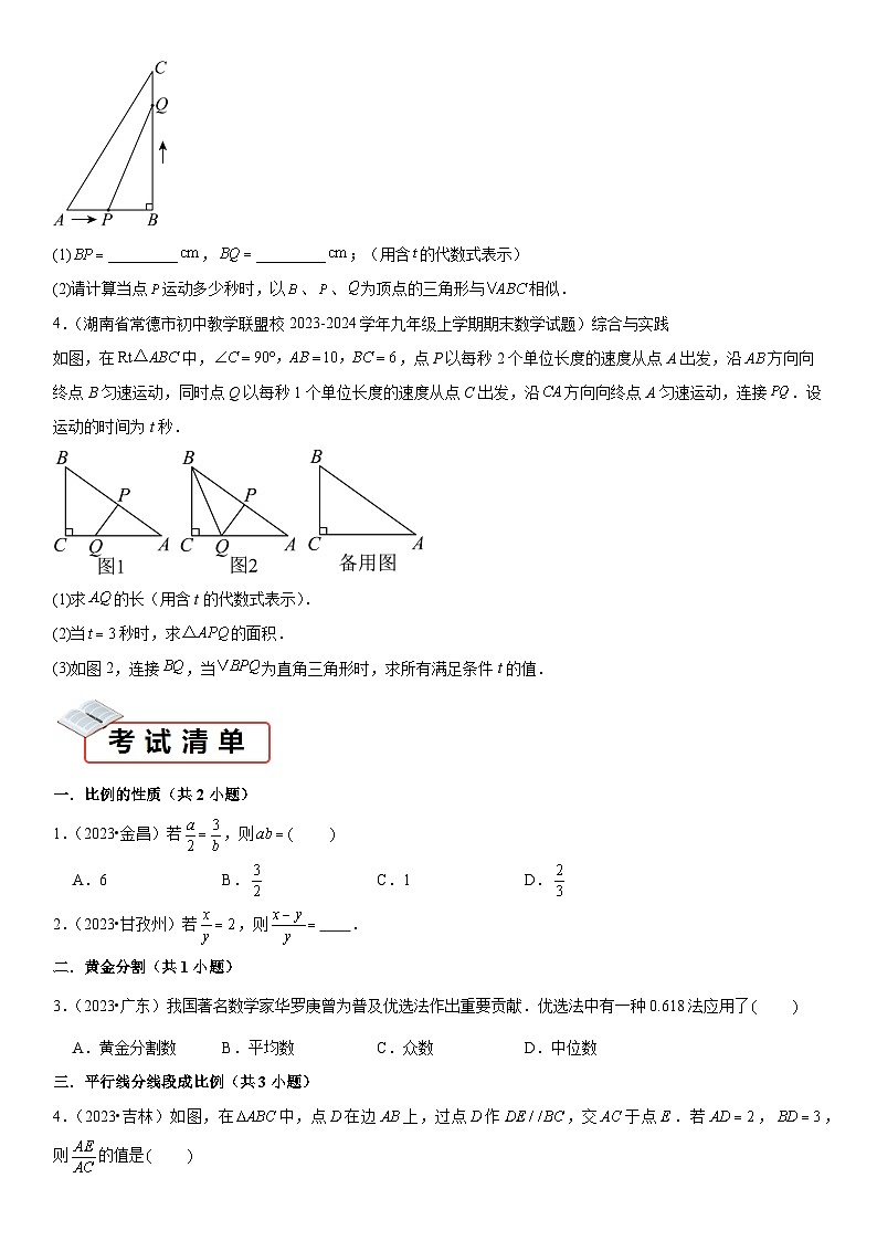 知识必备12 相似三角形（知识清单+易错清单+11个考试清单真题专练）（原卷版）第3页