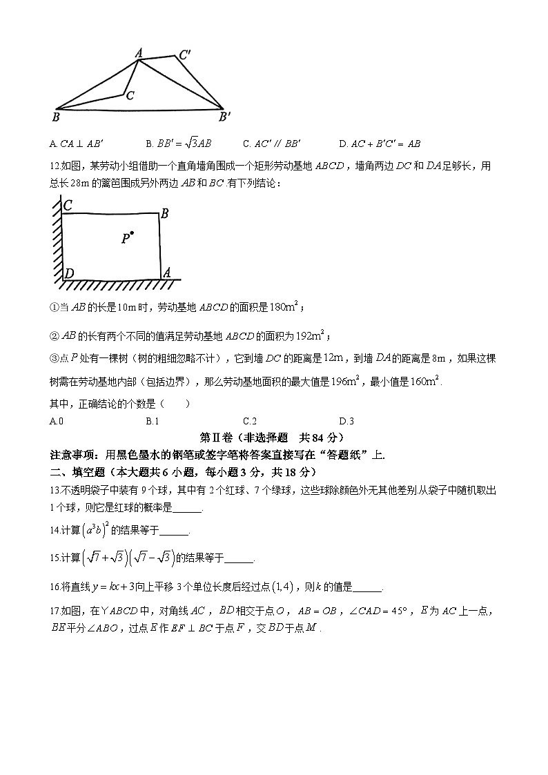 2024年天津市西青区中考一模数学试题第3页