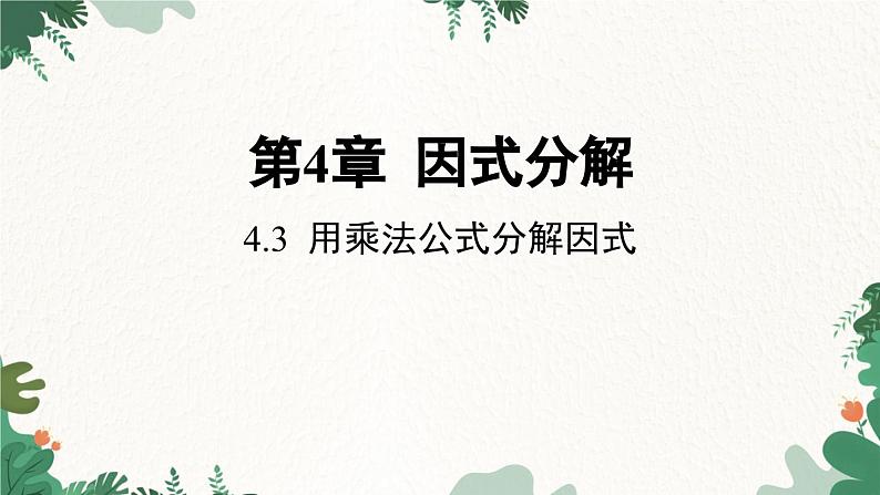 4.3 用乘法公式分解因式 浙教版七年级数学下册课件第1页