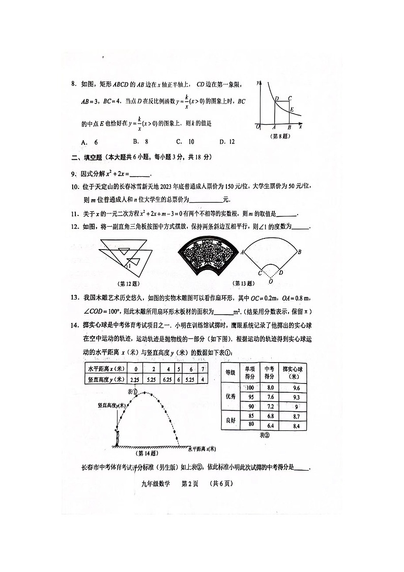 2024年吉林省长春市南关区中考一模数学试题02