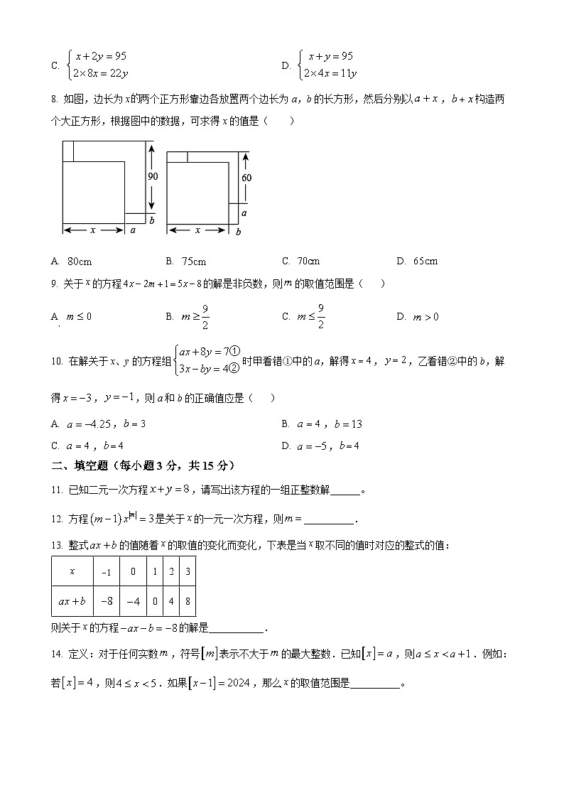 河南省周口市郸城县2023-2024学年七年级下学期4月期中数学试题（原卷版+解析版）02