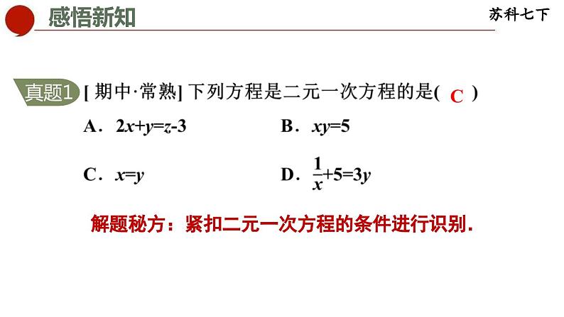 10.1 二元一次方程-苏科版数学七年级下册同步课件第5页