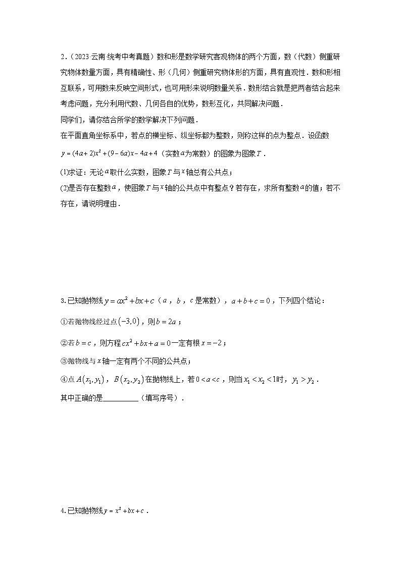 题型九 二次函数综合题 类型一 二次函数公共点问题（专题训练）（原卷版）第2页
