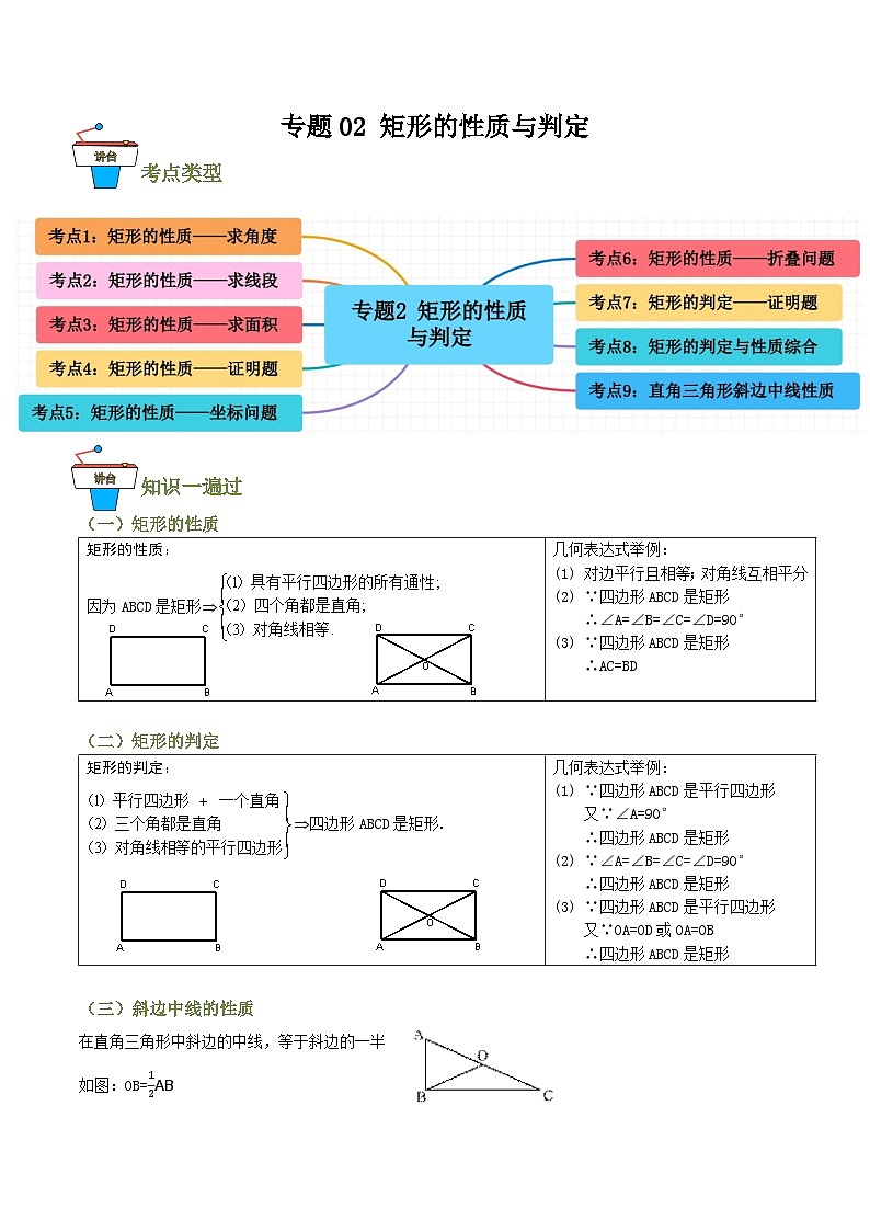 专题02 矩形的性质与判定（知识串讲+9大考点）(原卷版）第1页