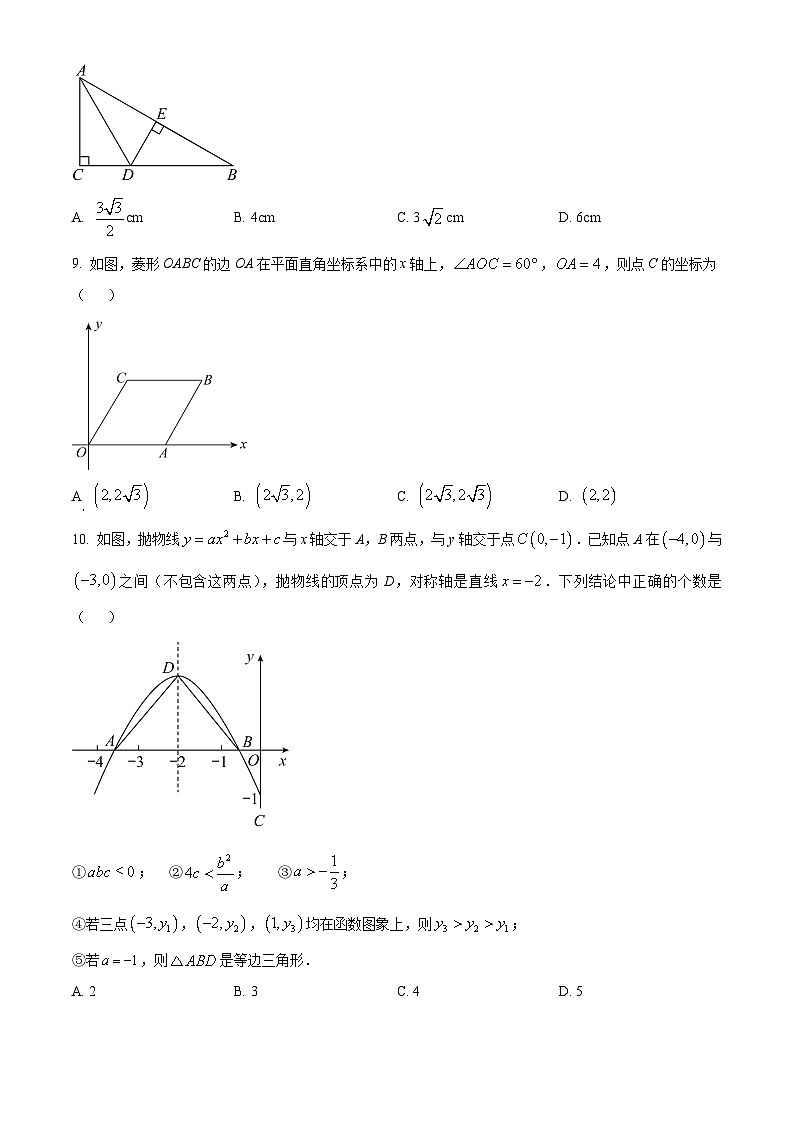 2024年广东省汕头市金平区汕樟中学中考一模数学试题（原卷版）第2页