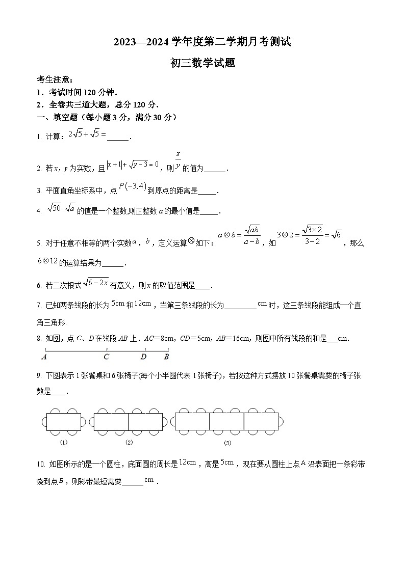 黑龙江省绥化市绥棱县克音河乡学校2023-2024学年八年级下学期月考数学试题（原卷版）第1页