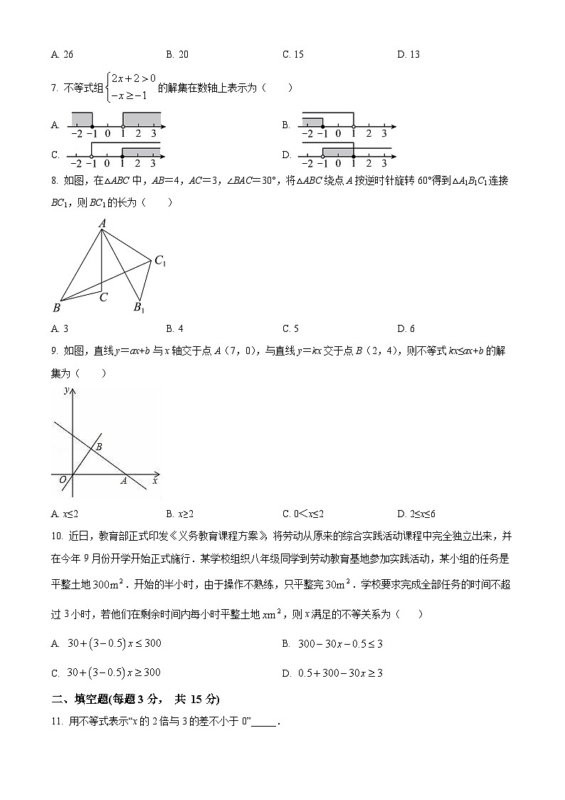 山西省太原市新希望双语学校2023-2024学年八年级下学期月考数学试题（原卷版+解析版）02