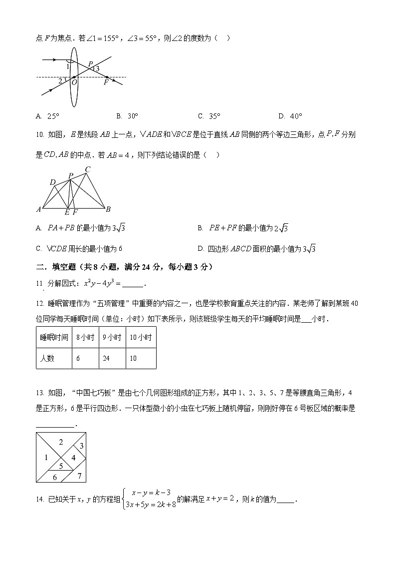 2024年湖南省邵阳市邵东市中考一模数学试题（原卷版）第3页