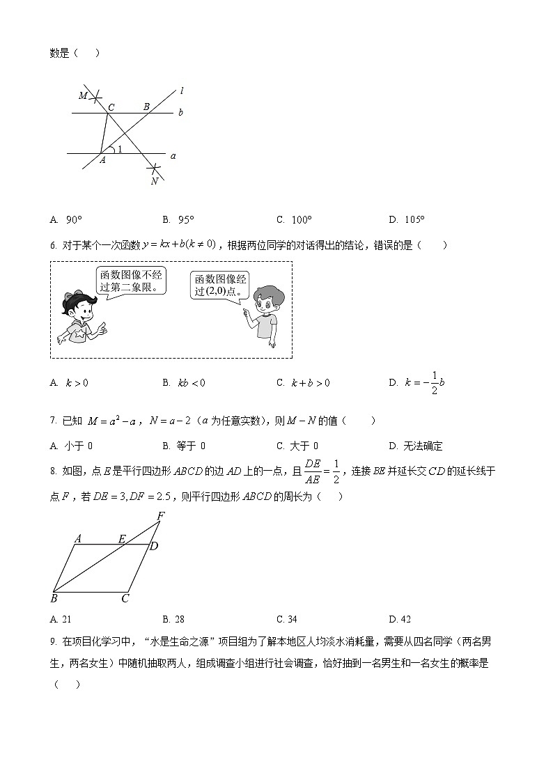 2024年山东省枣庄市滕州市九年级中考一模数学试题（原卷版）第2页