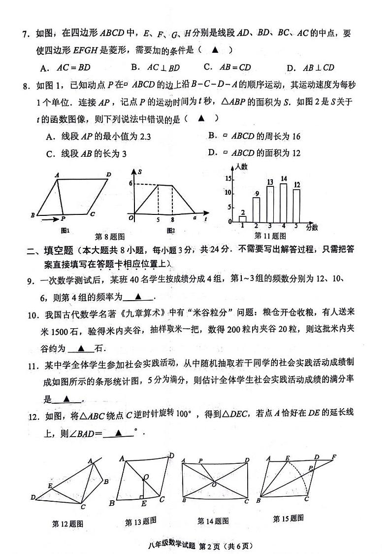 江苏省连云港市灌南县2023-2024学年+下学期八年级数学期中考试数学试题02