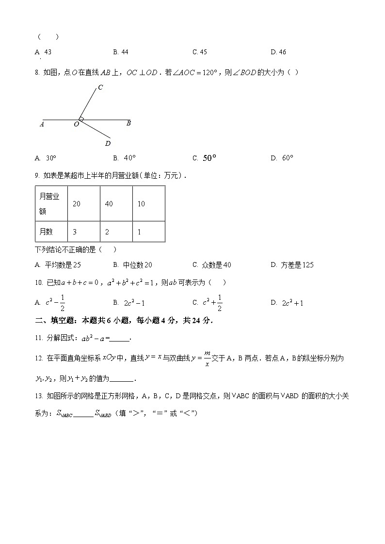 福建省福州市仓山区水都中学2023-2024学年九年级下学期期中数学试题（原卷版）第2页