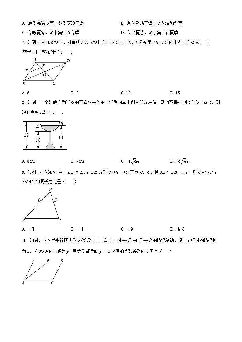 2024年甘肃省陇南市武都区九年级联考中考一模数学试题（原卷版+解析版）02