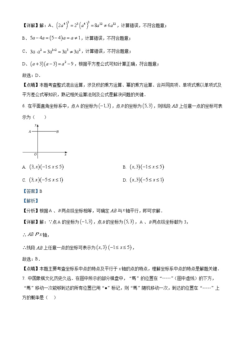 2024年湖北省孝感市云梦县第一中学中考一模数学试题（原卷版+解析版）03