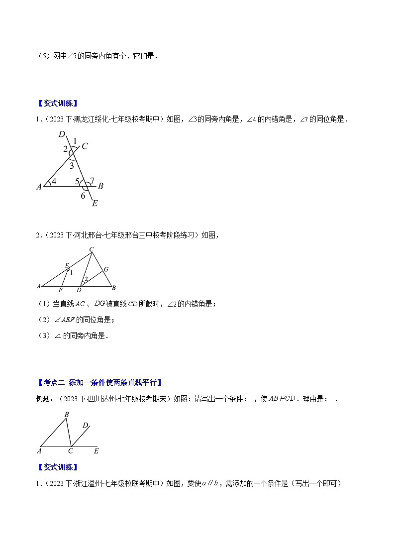 专题2.2 平行线的判定与性质之八大考点-【学霸满分】2023-2024学年七年级数学下册重难点专题提优训练（北师大版）02