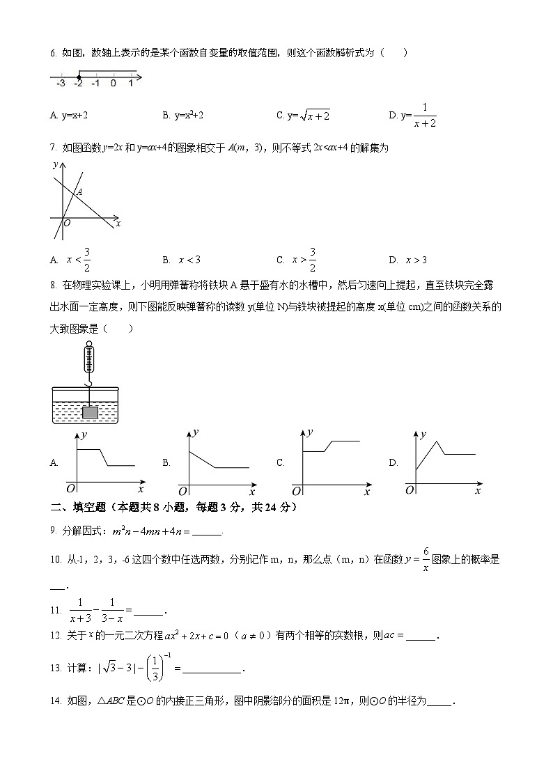 2024年宁夏中卫市中宁县九年级中考第三次联考数学试题（原卷版）第2页