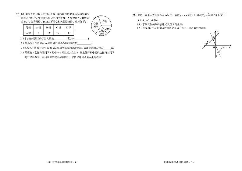 2024年广东省初中学业水平模拟测试数学试卷（含答案）第3页