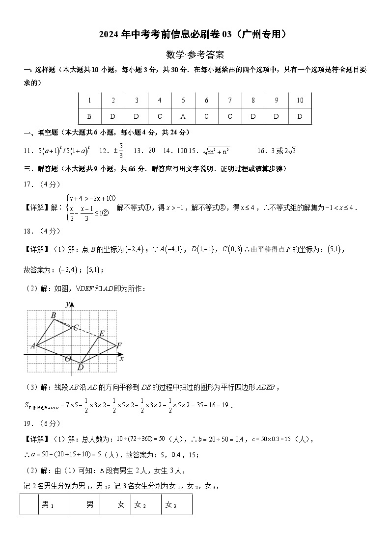 信息必刷卷03（广州专用）-2024年中考数学考前信息必刷卷01