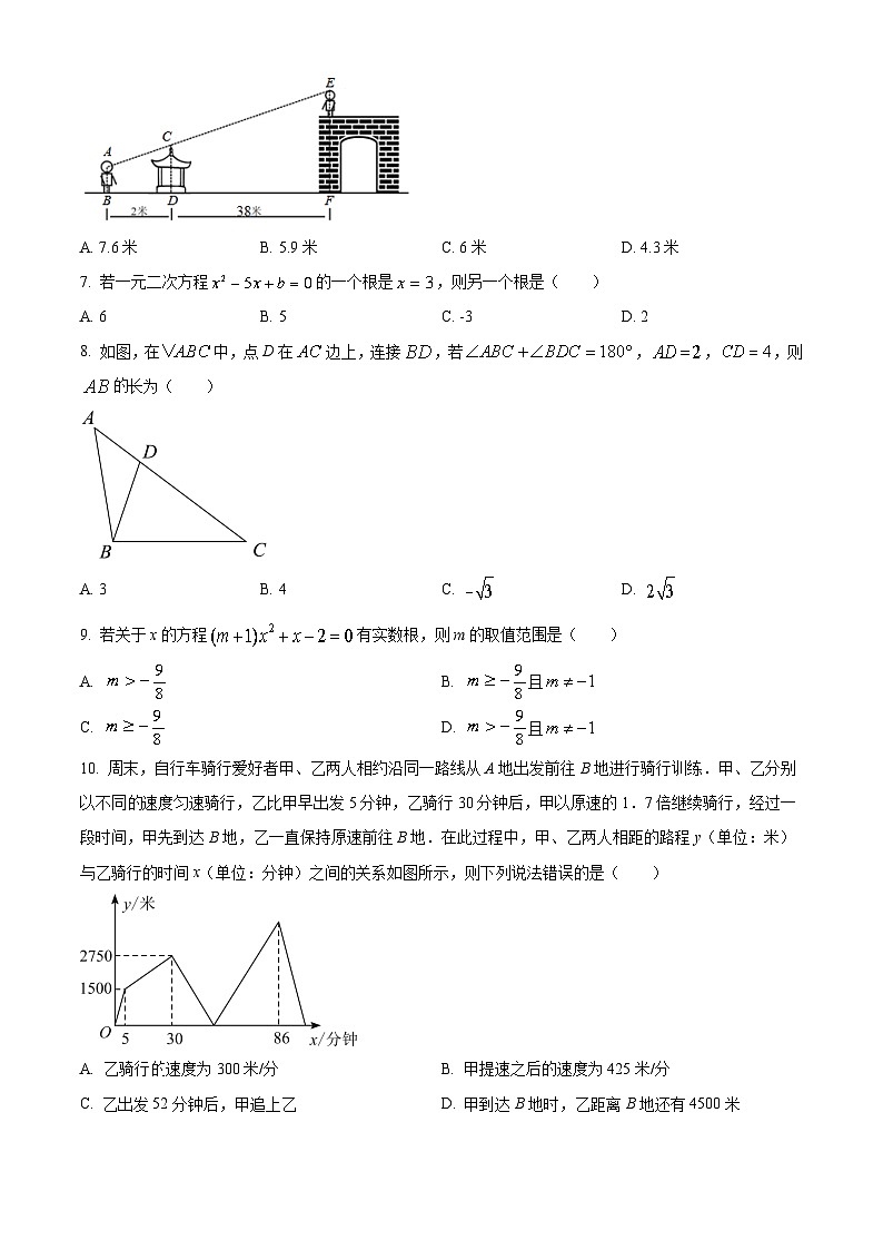 重庆市重庆实验外国语学校2021-2022学年八年级下学期期中测试数学试卷(含答案)第2页