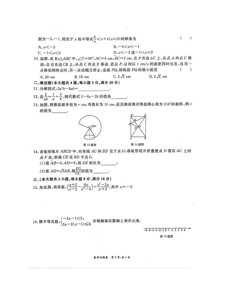 2024年安徽淮北五校联考中考一模数学试卷+答案02