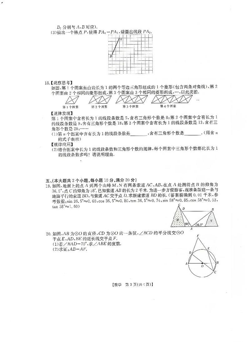 2024年安徽省九年级省级联考（二模）数学试题第3页