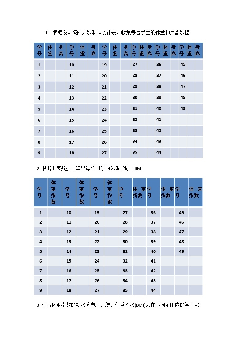 沪科版数学八年级下册 20.3 综合与实践 体重指数(3)-教案02