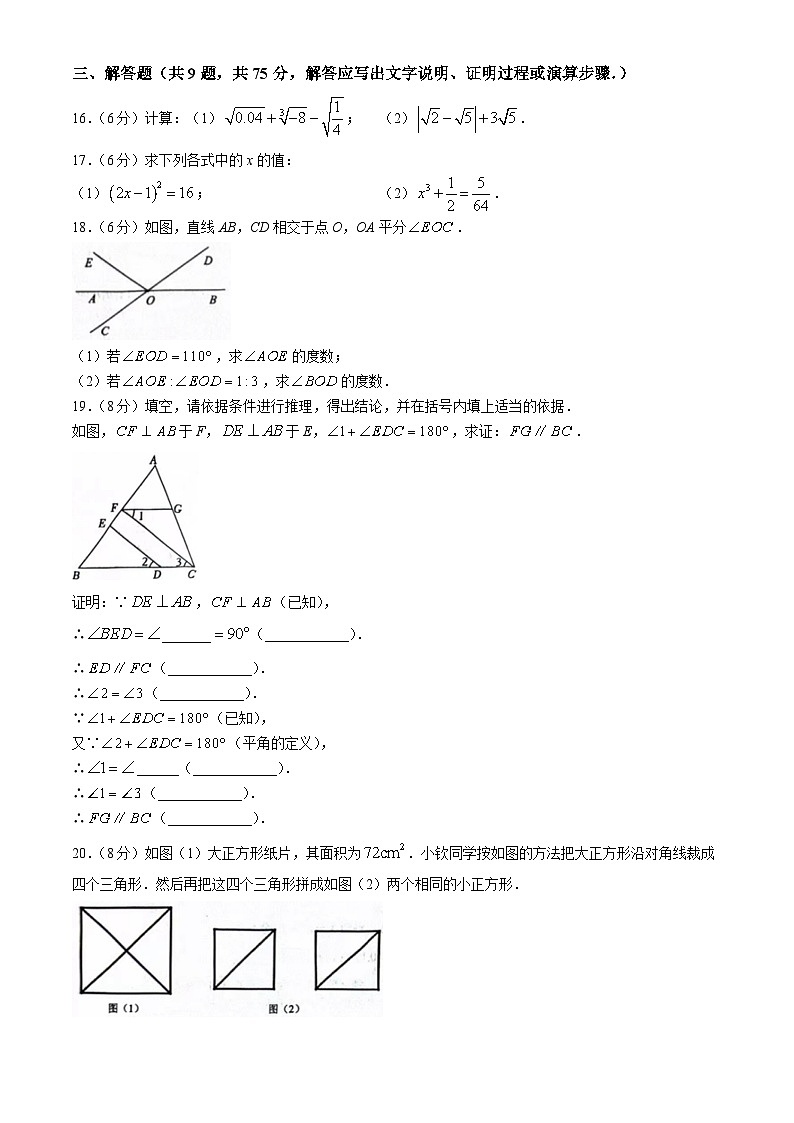 湖北省荆楚初中联盟2023-2024学年七年级上学期期中数学试题03