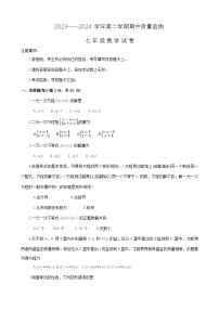 河南省洛阳市宜阳县2023-2024学年下学期期中七年级数学试卷+