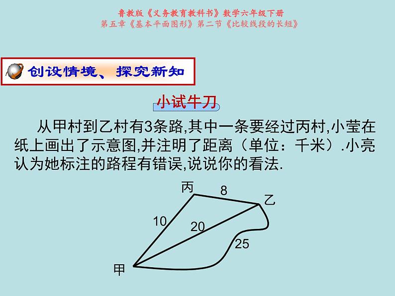 鲁教版（五四制）数学六年级下册 5.2 比较线段的长短课件06