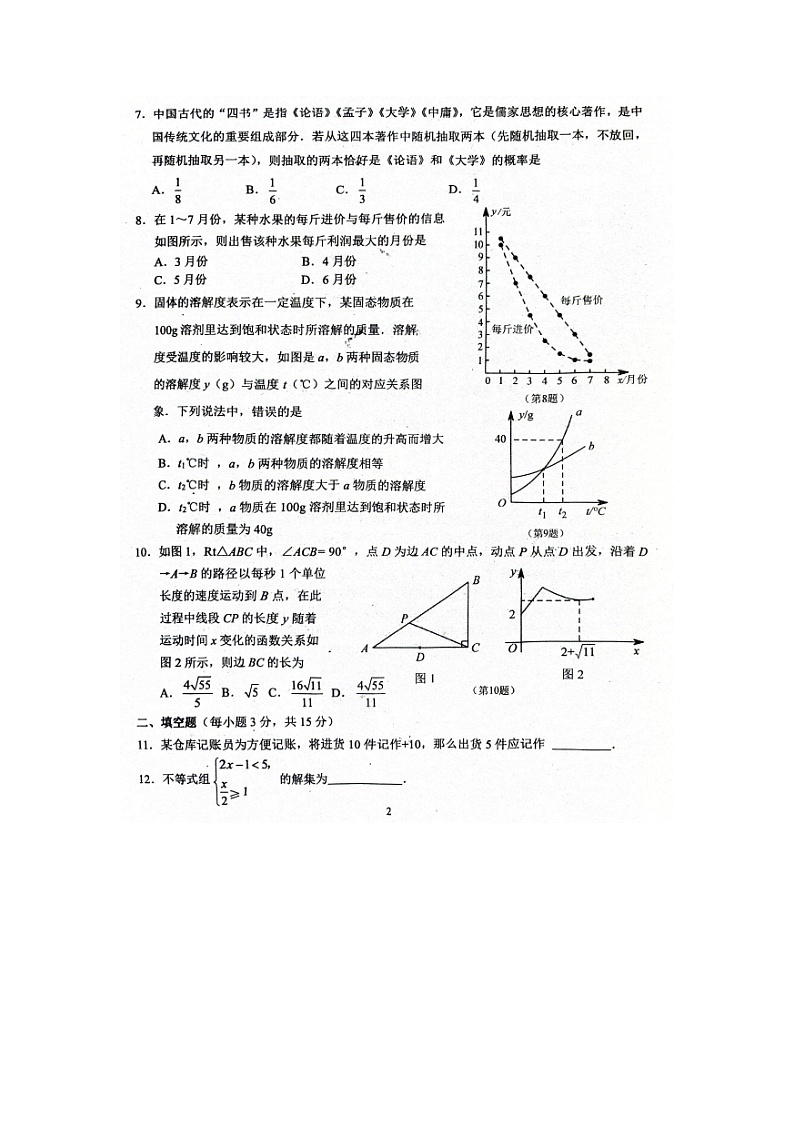 2024年河南省周口市西华县中考二模数学试题（扫描版无答案）第2页