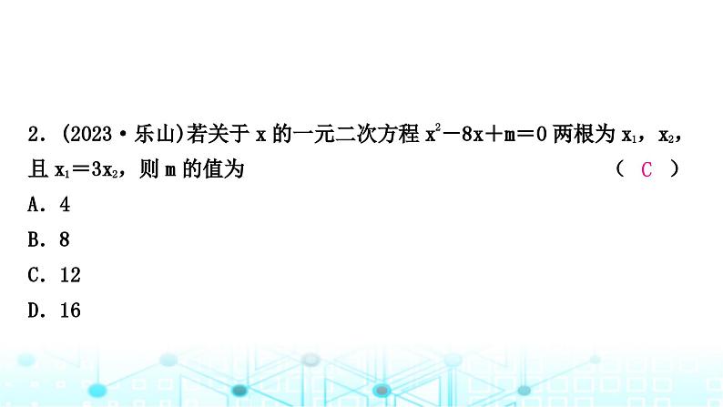 中考数学复习专项训练五一元二次方程根与系数关系课件03