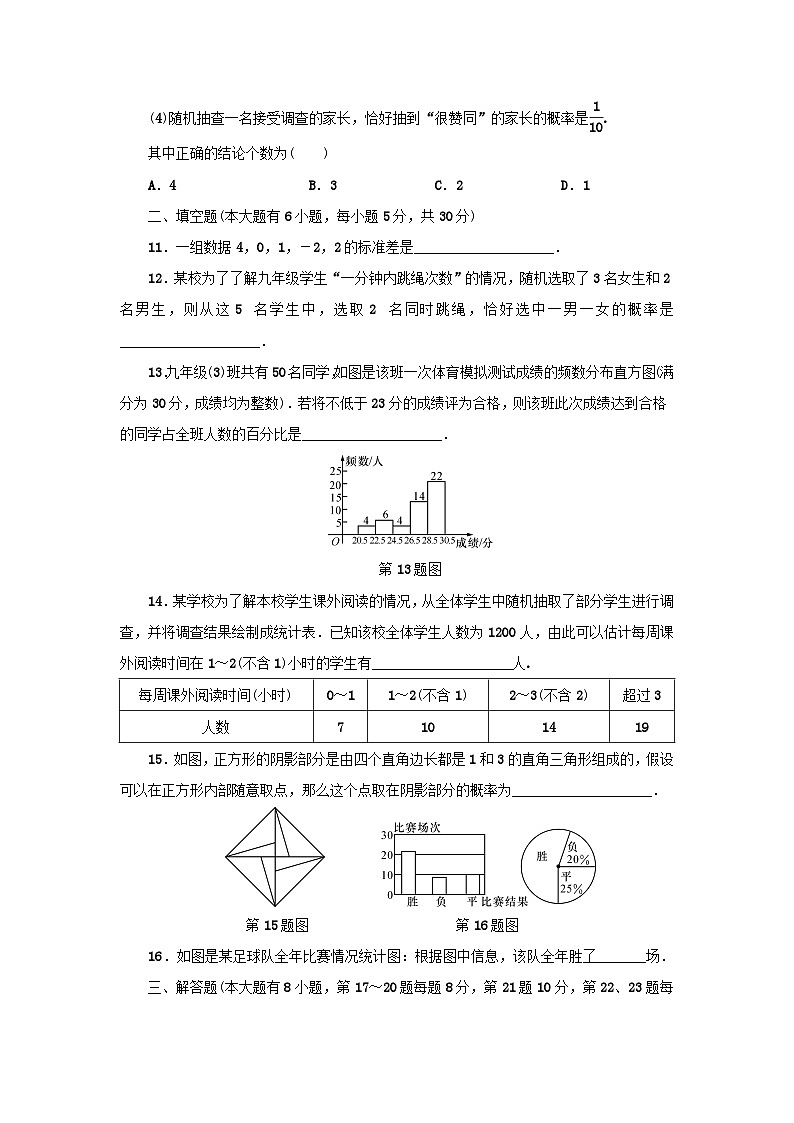 浙江省中考数学总复习阶段检测10统计与概率试题第3页