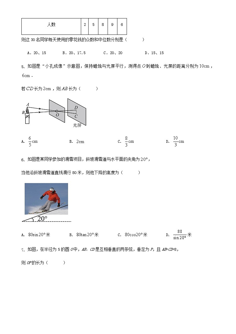 2024年浙江省温州市初中学业水平考试数学适应性练习卷第2页