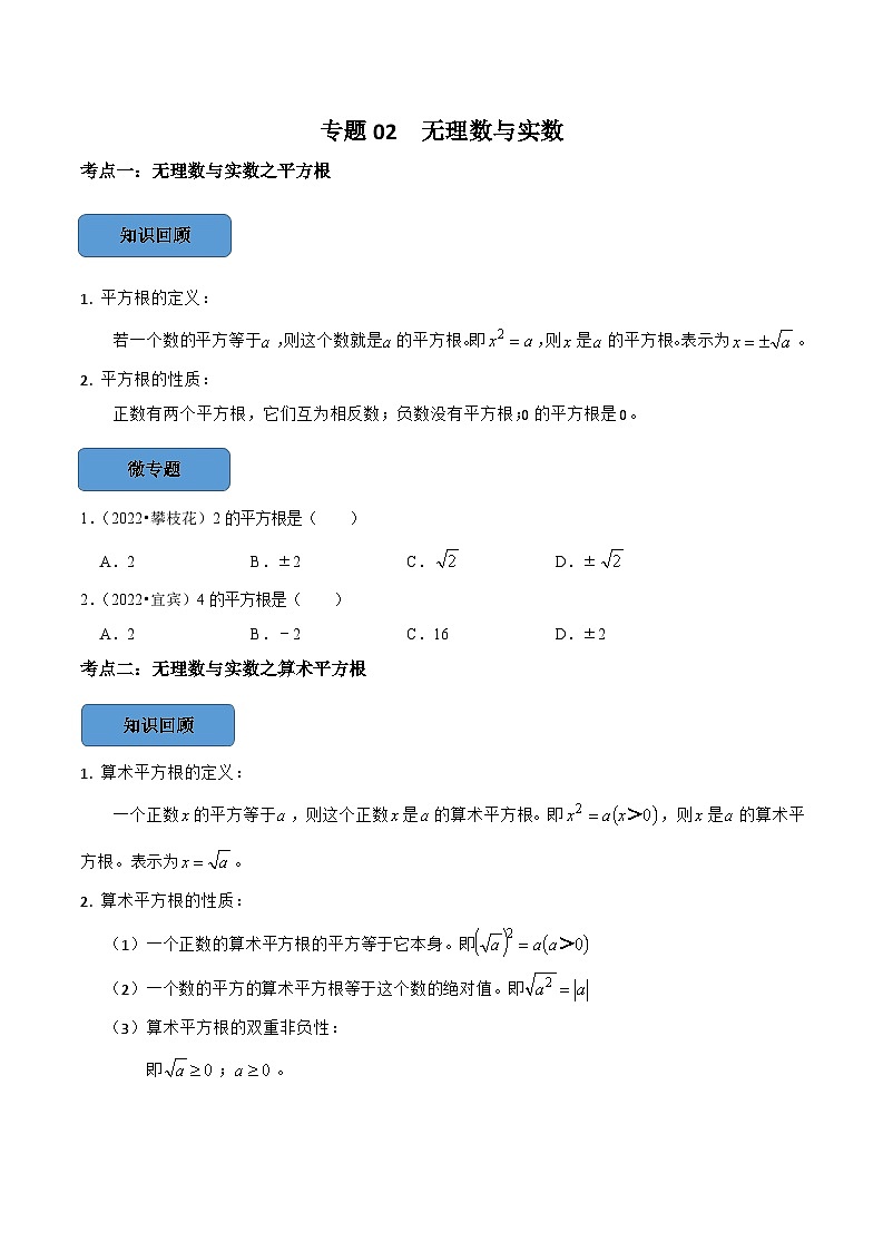 2024年中考数学必考考点专题02 实数篇（原卷版）第1页