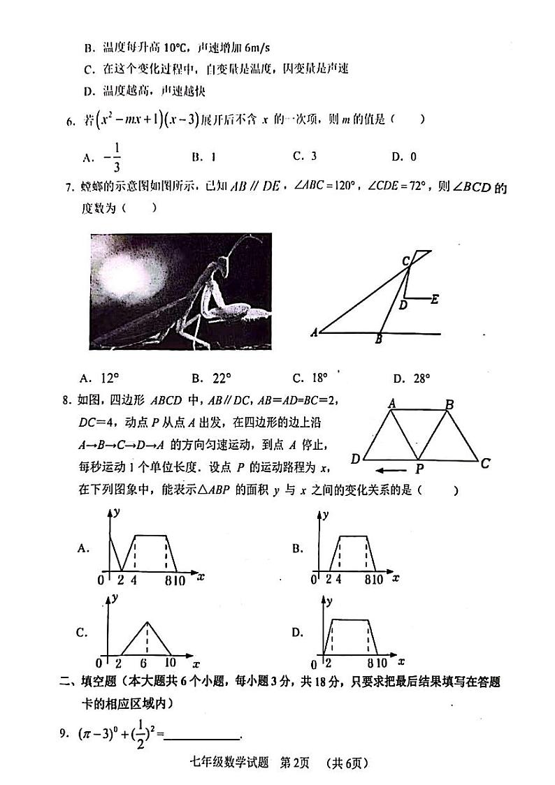 山东省菏泽市鄄城县2023-2024学年七年级下学期4月期中考试数学试题02