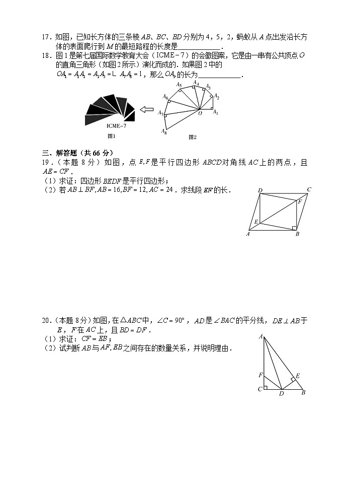 +湖南省张家界市永定区2023-2024学年八年级下学期期中考试数学试题第3页