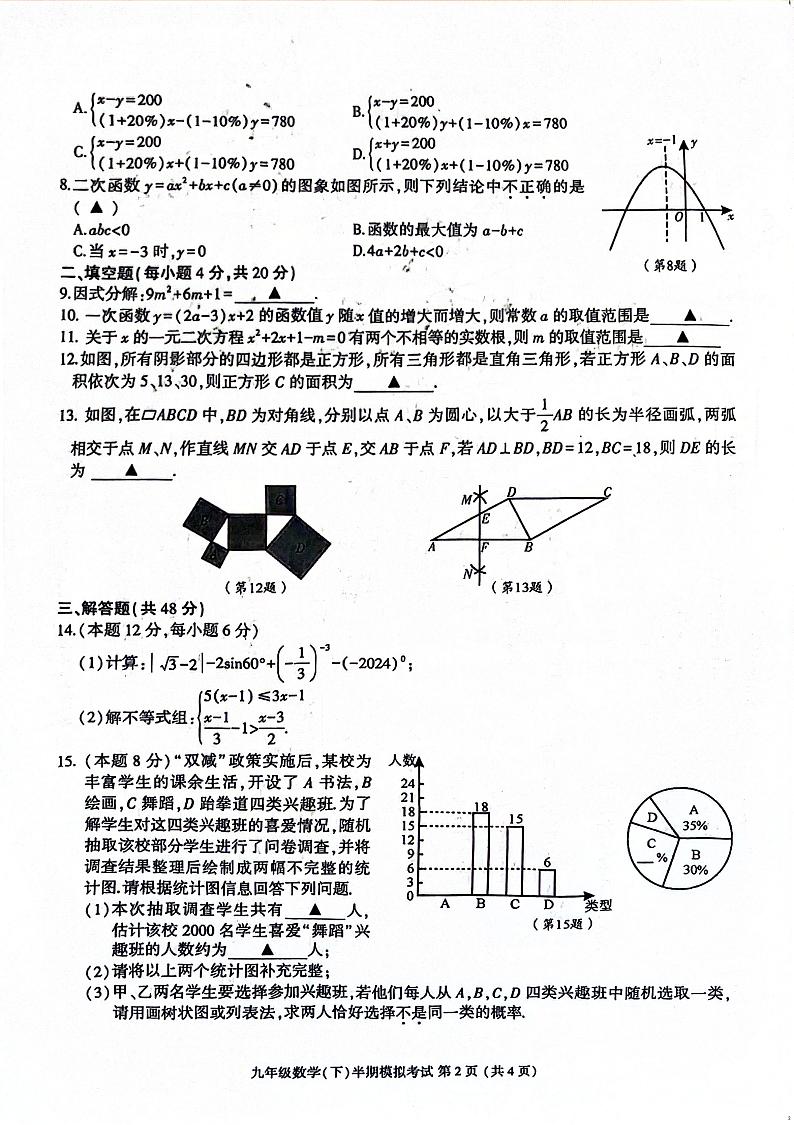 【金牛】2024初三二诊数学（三方解析）_1714194417258第2页