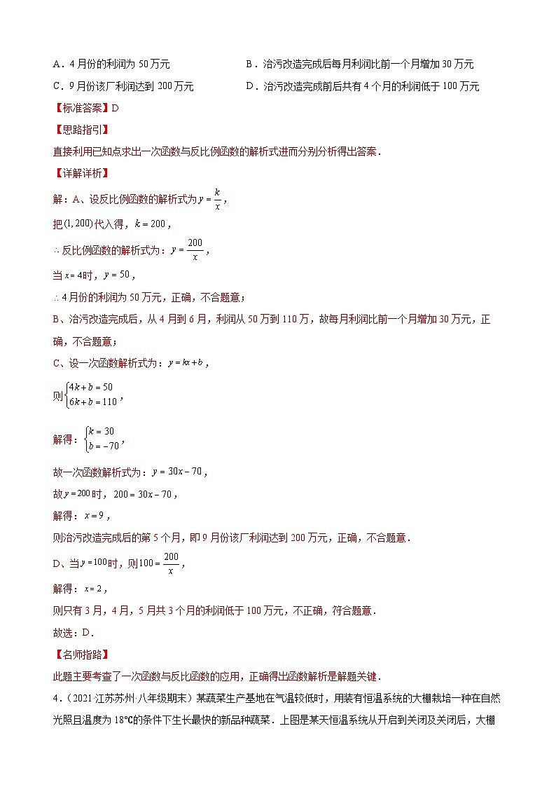 专题06 综合实践之反比例函数实际问题专练（解析版）-【考点培优尖子生专用】2021-2022学年八年级数学下册专题训练（苏科版）第3页